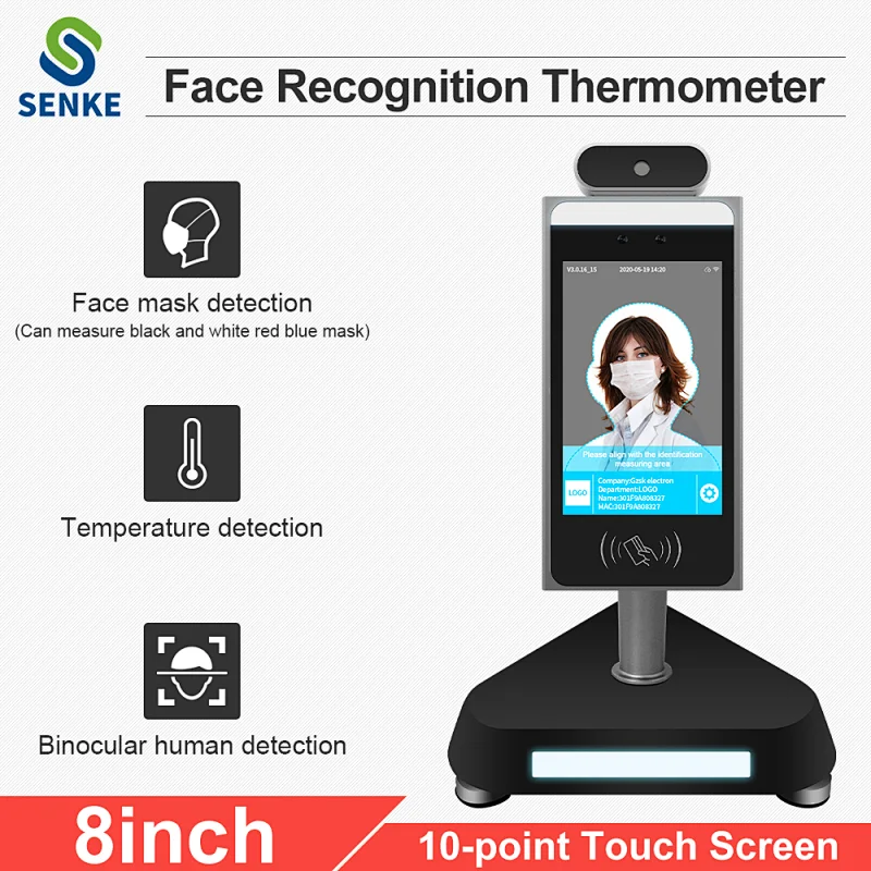 Android face recognition door access system with automatic face search and human temp camera