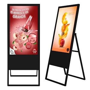 Black Floor Standing Digital no touch screen Advertising Portable Display Monitor