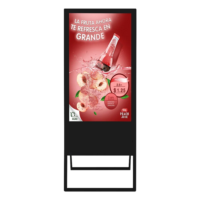 Black Floor Standing Digital no touch screen Advertising Portable Display Monitor