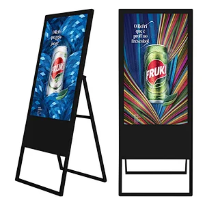 Black Floor Standing Digital no touch screen Advertising Portable Display Monitor