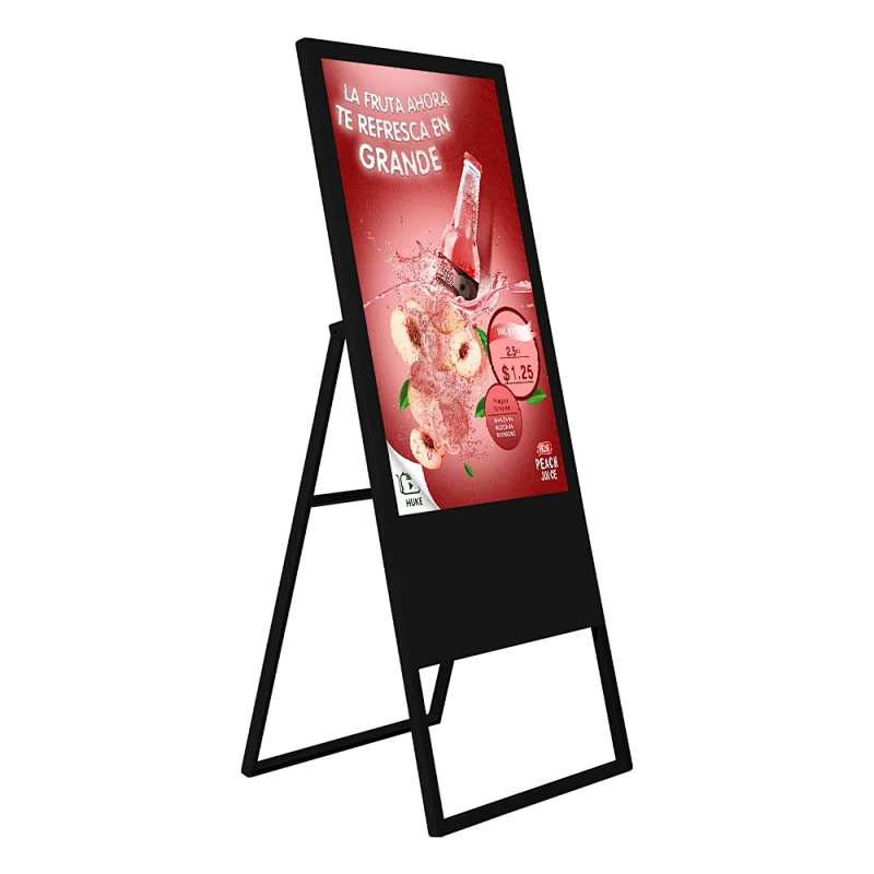 Black Floor Standing Digital no touch screen Advertising Portable Display Monitor