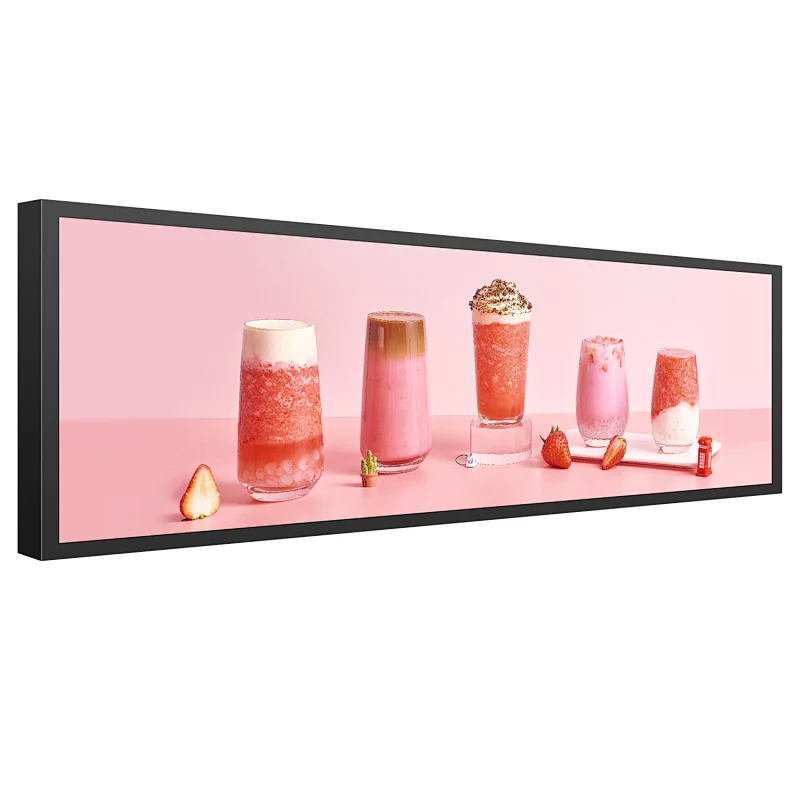 Senke Ready To Ship wall mounted Wide stretch bar lcd display Restaurant advertising display