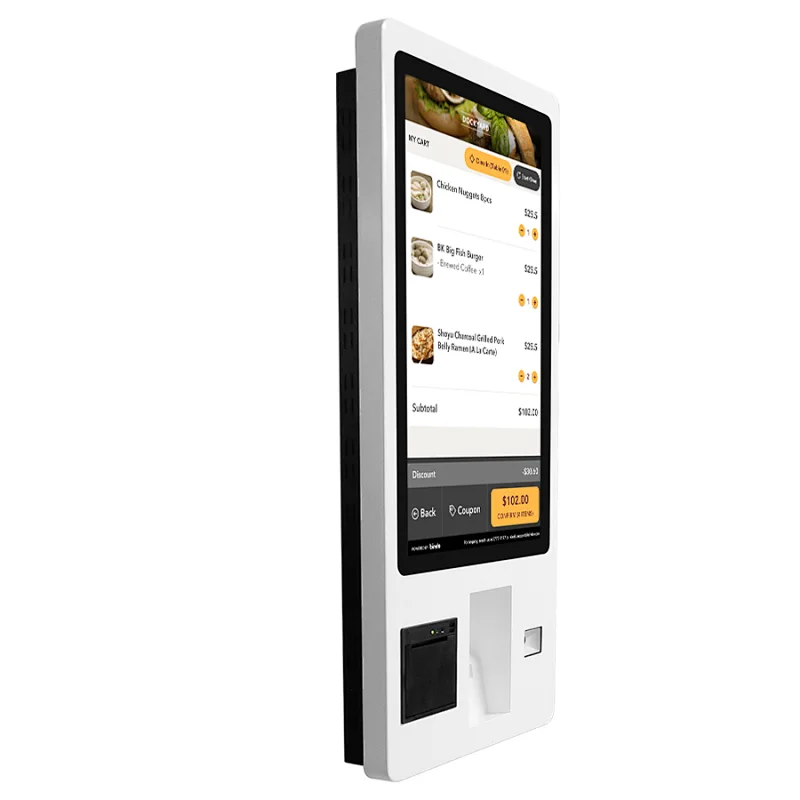 27 inch pos system scanner credit card payment self ordering machine touch interactive self service kiosk