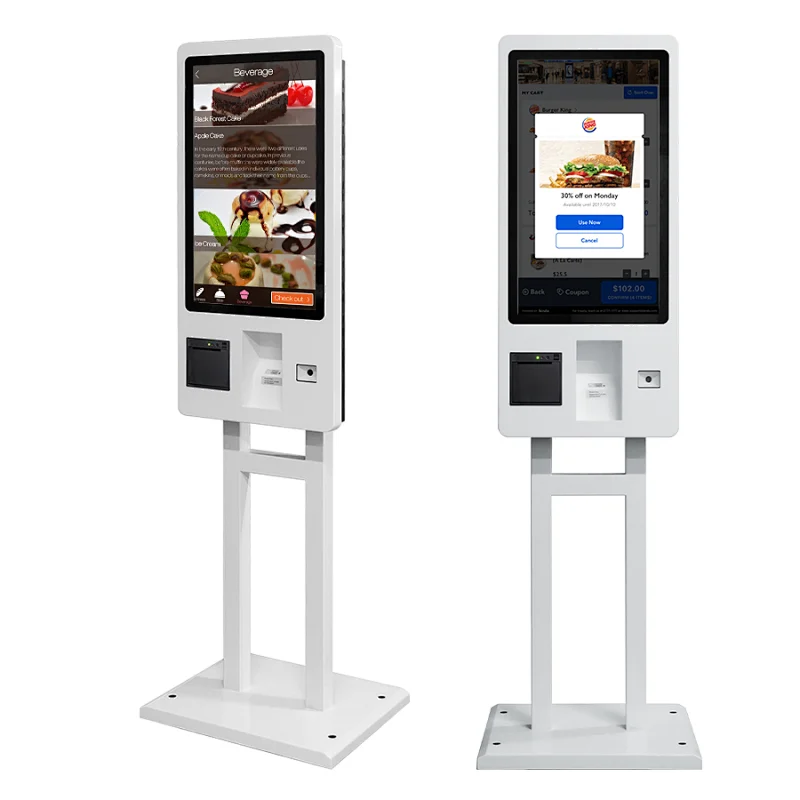 32 inch i3 Processor Windows 10 RFID reader ticket printers interactive touch screen Self ordering kiosk for restaurant
