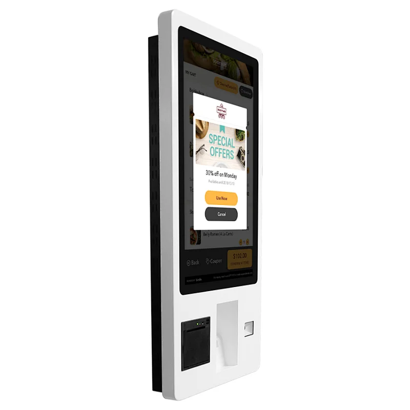 27 inch pos system scanner credit card payment self ordering machine touch interactive self service kiosk
