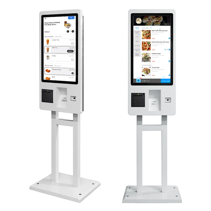 27 inch touch interactive floor standing system self ordering machine self- ordering payment kiosk