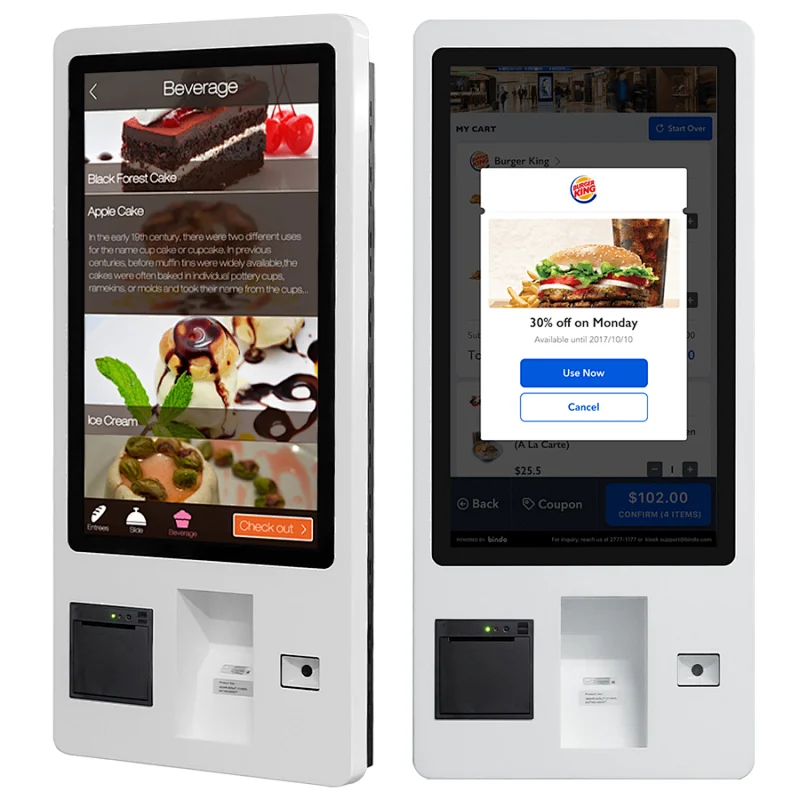 Supermarket fast food restaurant QR code scan payment self service ordering payment kiosk terminal
