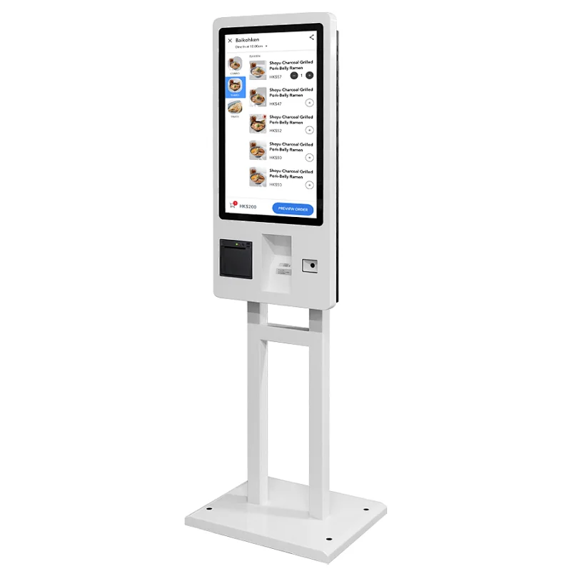 Floor standing Touch screen window android Fast food ordering self service machine restaurants bill payment kiosk