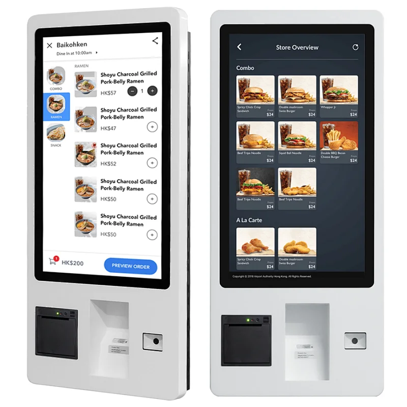 Supermarket fast food restaurant QR code scan payment self service ordering payment kiosk terminal