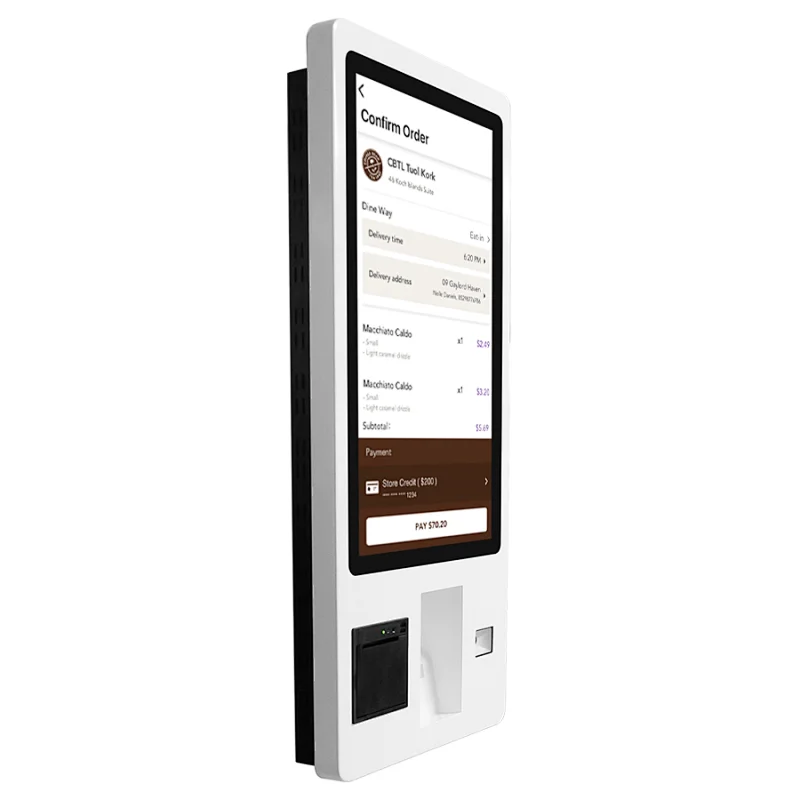 Wall mounted 32 inch touch screen ordering payment self-service terminal kiosk