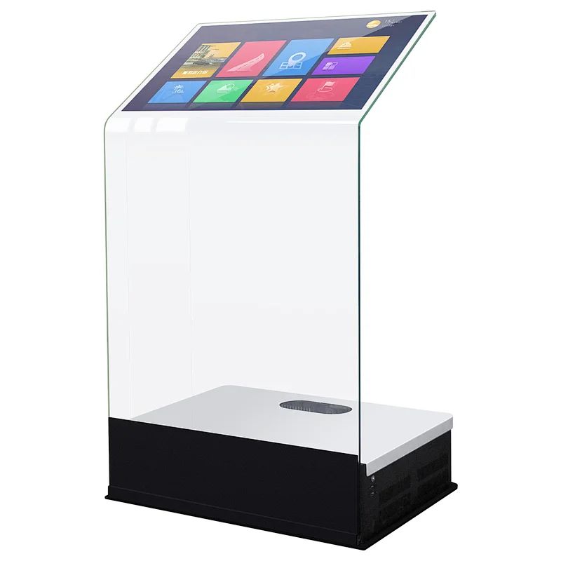 Floor standing Touch screen Glass info kiosk interactive platform