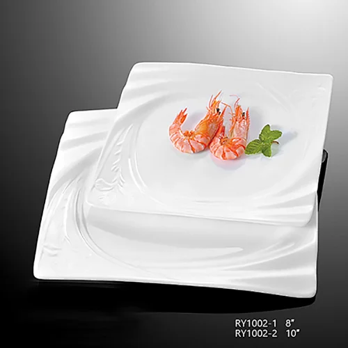Wholesale dinnerware white ceramic square plates steak plates