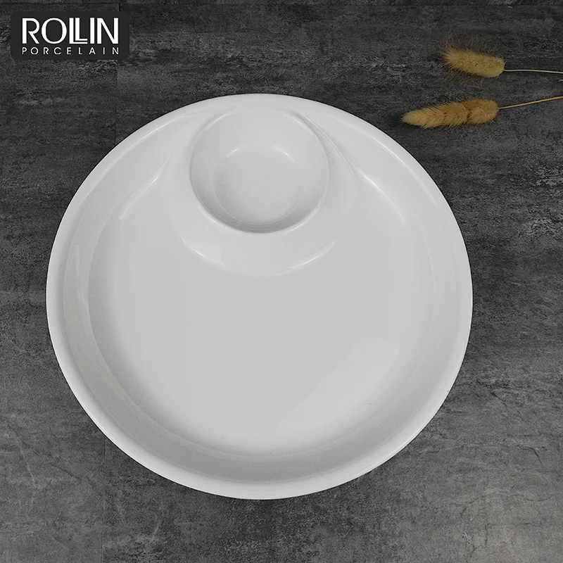 Eco-friendly dinnerware white porcelain plates serving plate for restaurant