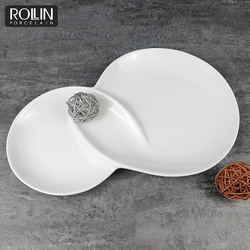 High quality 8  shape unique design custom hotel display plate serviceable porcelain  plates
