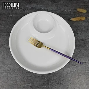 Eco-friendly dinnerware white porcelain plates serving plate for restaurant