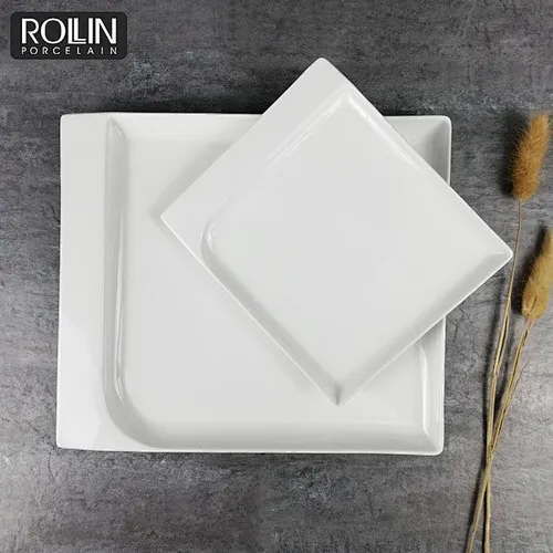 wholesale cheap porcelain square plate for daily use banquet hotel ceramic plate for hotel