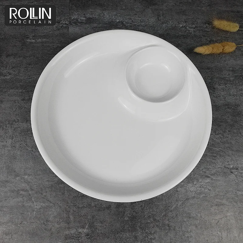 Eco-friendly dinnerware white porcelain plates serving plate for restaurant