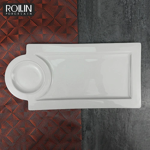 Wedding banquet used irregular shape ceramic cooking plate