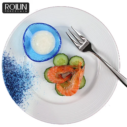 Blue Design Banquet Hall  Tableware Dinner Set Nordic Sea Tableware  Restaurant Porcelain Dinner Set