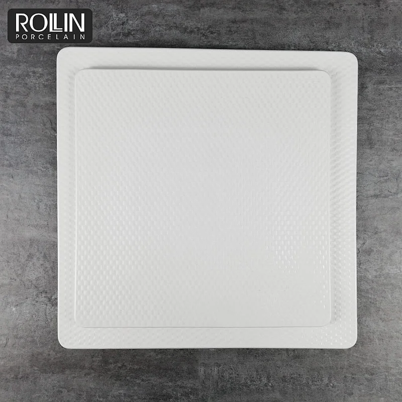 Wholesale different size square flat plates porcelain restaurant hotel square plate