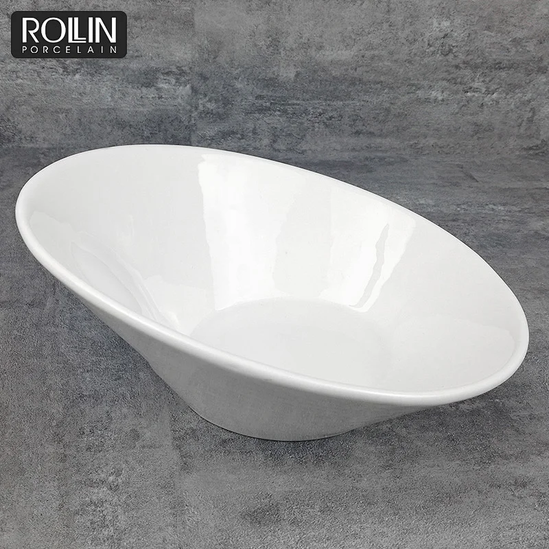 wholesale hotel restaurant banquet bowl cheap white dinner porcelain ceramic salad bowl