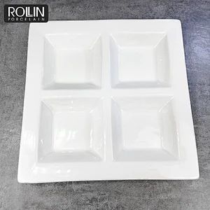 durable porcelain four sections divided plate for Hotel and restaurant