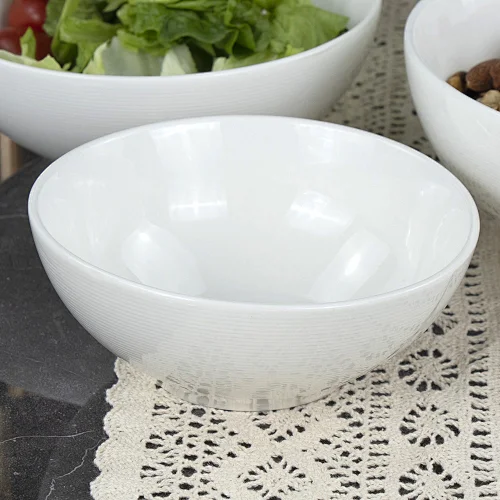 White Ceramic Cereal Bowls Round Ceramic White Porcelain Bowls Household Dinner Serving Salad Custard Soups Rice Bowl