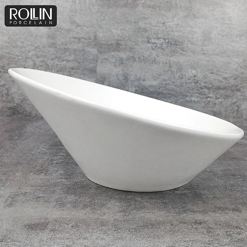 wholesale hotel restaurant banquet bowl cheap white dinner porcelain ceramic salad bowl