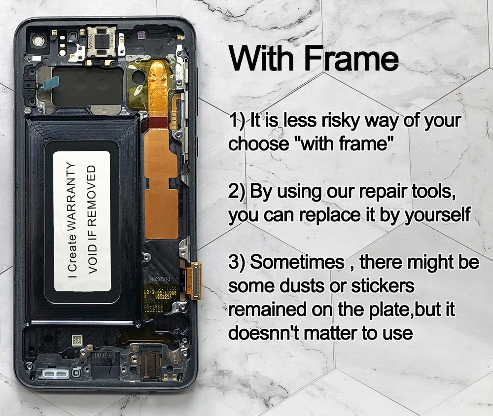 the note for samsung galaxy s10e display with frame