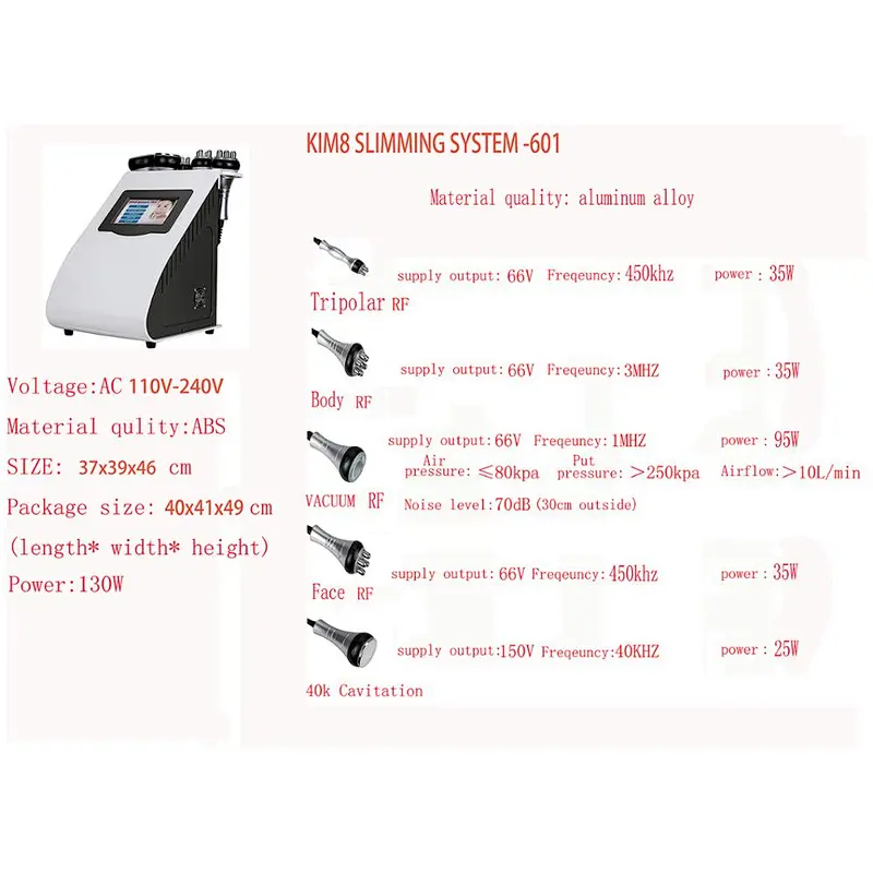 601 RF Fast Fat Reduction Cavitation Lipolaser  Portable Slimming machine