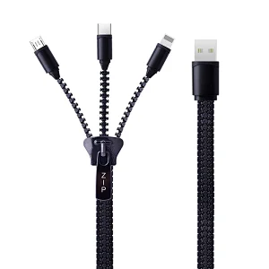 3 in 1 Zipper USB Charging Cabel