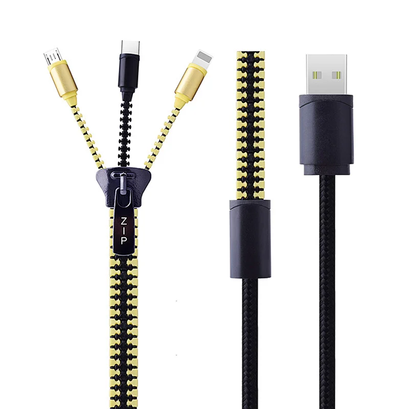3 in 1 Zipper USB Charging Cabel
