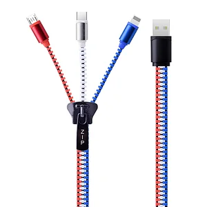 3 in 1 Zipper USB Charging Cabel