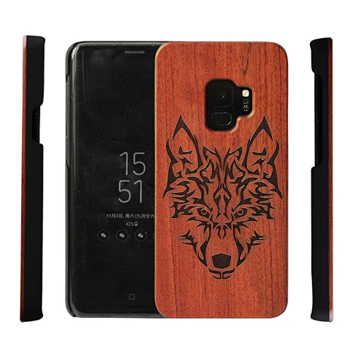 Radium carved mobile phone case real wood applicable iPhone 11 promax protective case cherry wood spray black shell