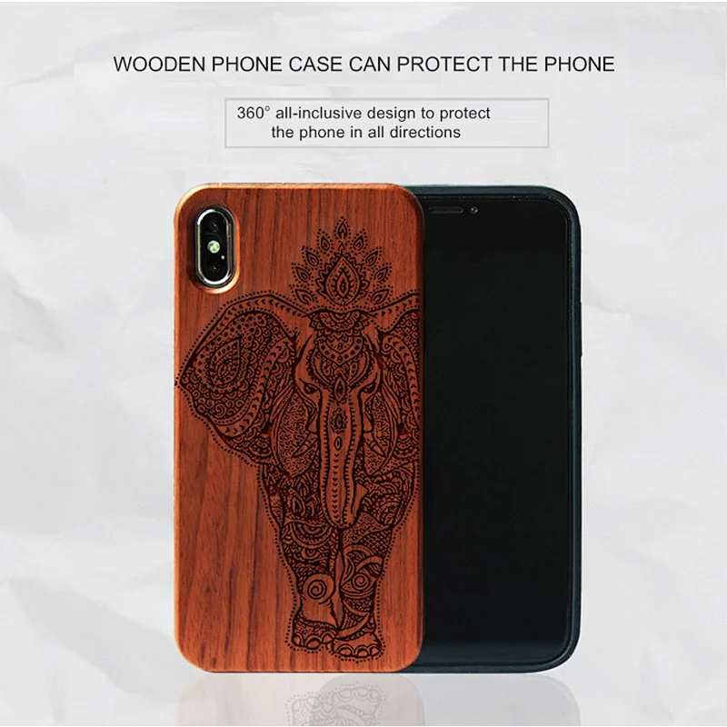 Custodia per cellulare intagliata con radio vero legno applicabile custodia protettiva promax per iPhone 11 in legno di ciliegio spray shell nera