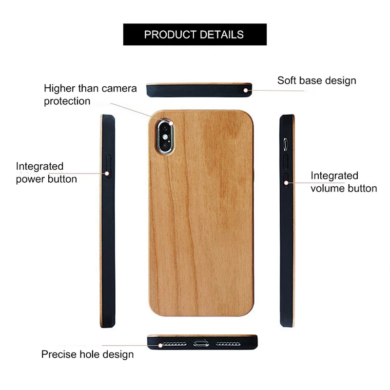 Popular custom logo wooden mobile phone case bamboo wood protective cover foreign trade