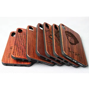 Custodia per cellulare intagliata con radio vero legno applicabile custodia protettiva promax per iPhone 11 in legno di ciliegio spray shell nera
