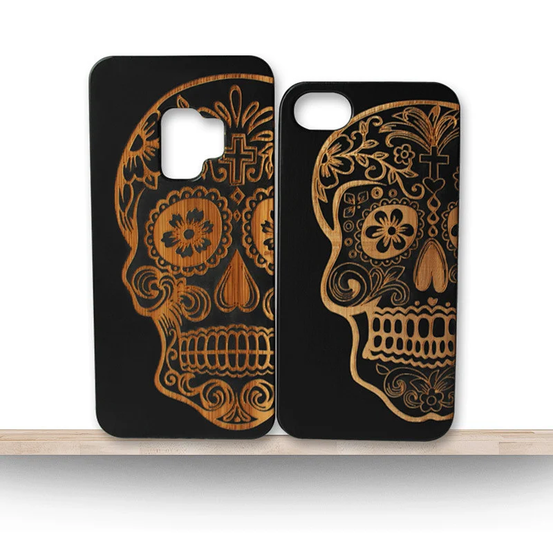 IPhone 11pro laser bamboo mobile phone case is suitable for Apple Samsung wooden protective case