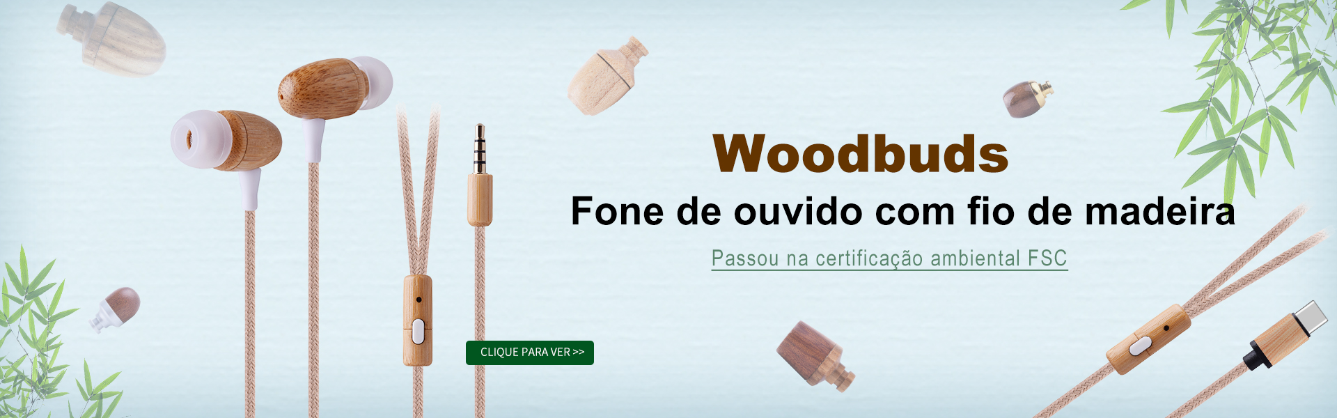 fone de ouvido de madeira
