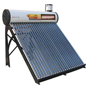 Aquecedor solar de água com bobina de cobre pré-aquecida