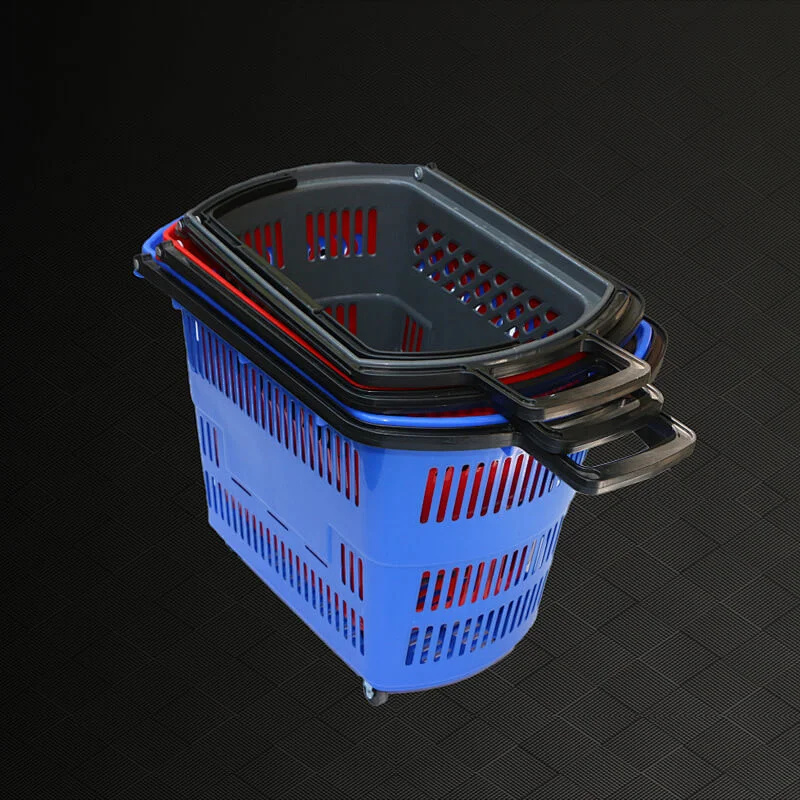 Rolling trolley supermarket shopping basket with wheel