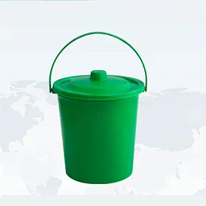 Round plastic waste bucket/bin with handle