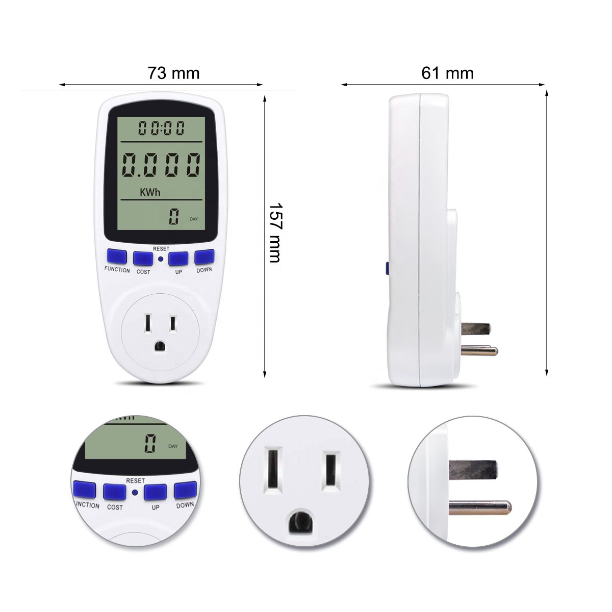 Single Socket Power Meter with Big LCD Display Ningbo Timebest