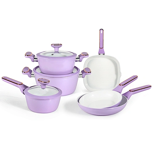 Canton Fair Aluminum Nonstick Cookware 7PC Purple Pots and