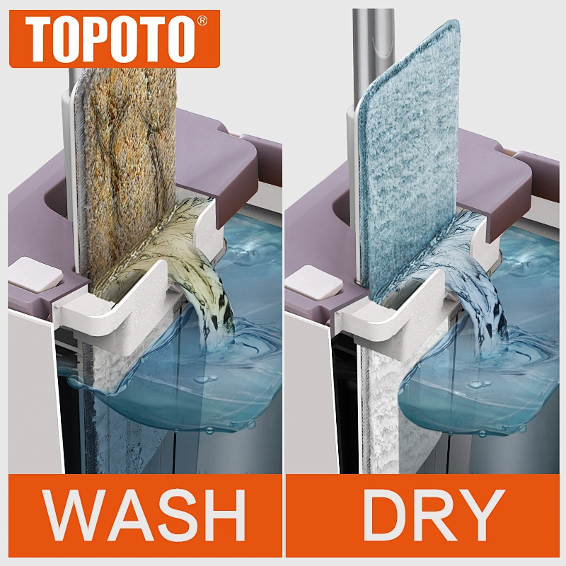 TOPOTO TV Shopping Bucket Microfiber Floor Lazy Flat Mop