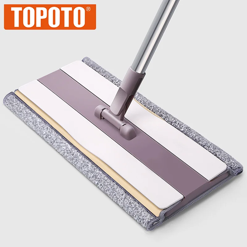 TOPOTO House Cleaning Telescopic Super Large Microfiber Flat Mop, Flat Mop