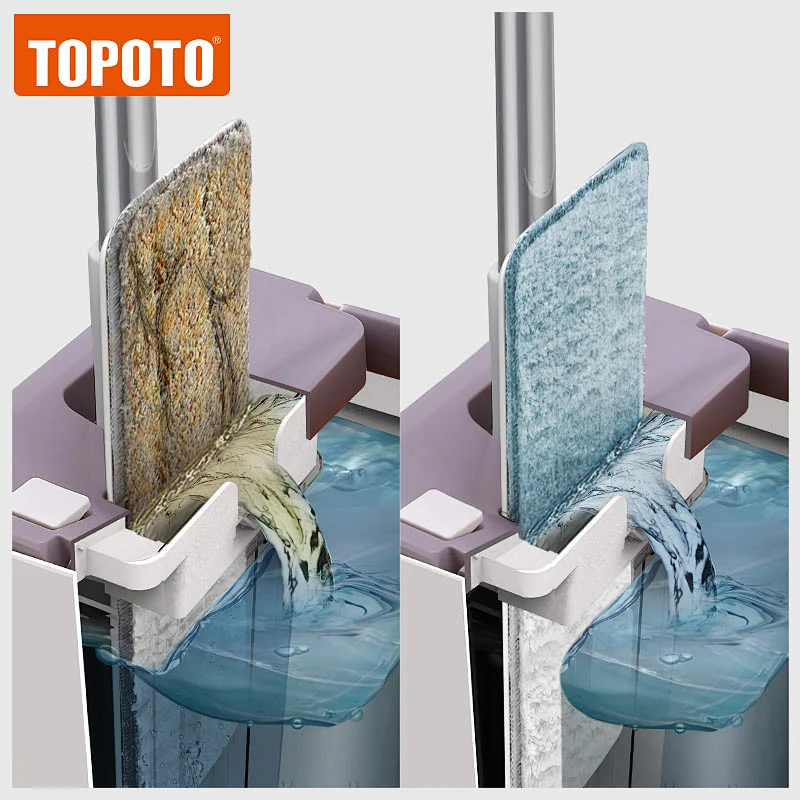 TOPOTO Squeeze Microfiber Clean Roller Flat Mop For Clean Room