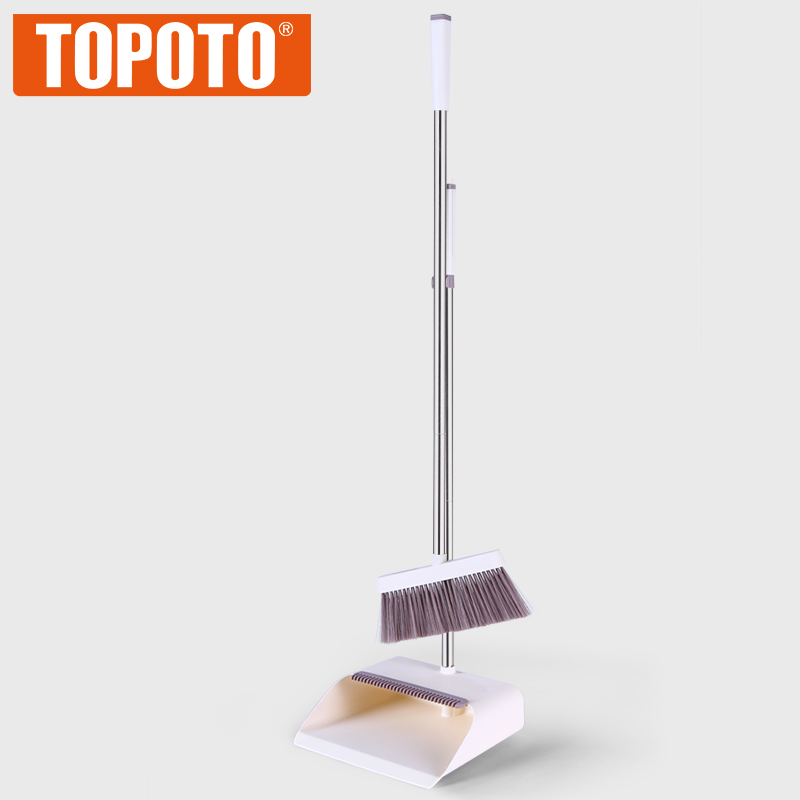 TOPOTO Household Cleaning Windproof Plastic Material Long Handle Broom and Dustpan Set