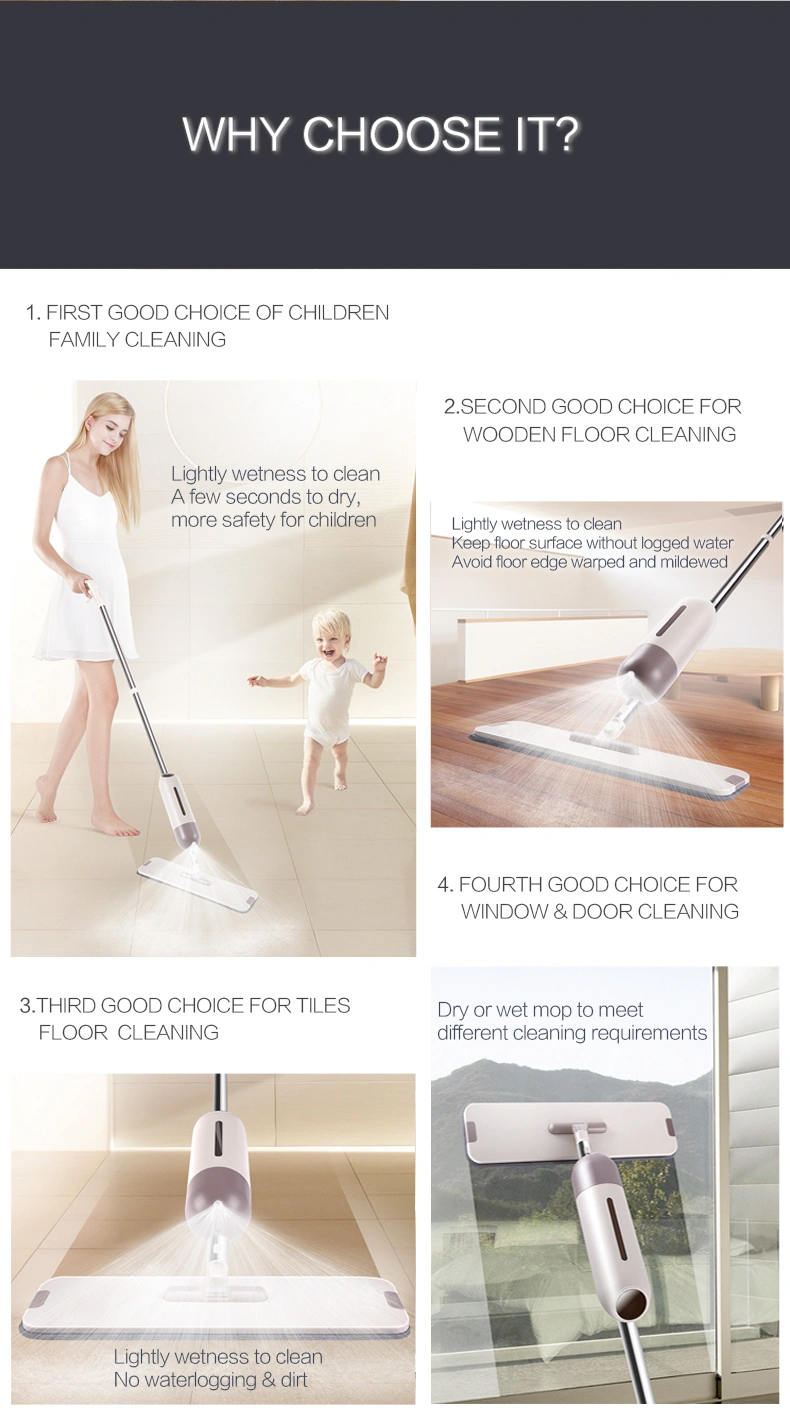 Dry or wet mop to meet different cleaning requirements
