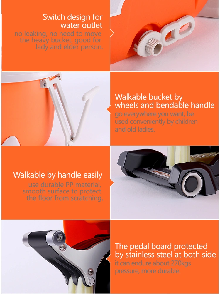 wheels and bendable handle bucket mop